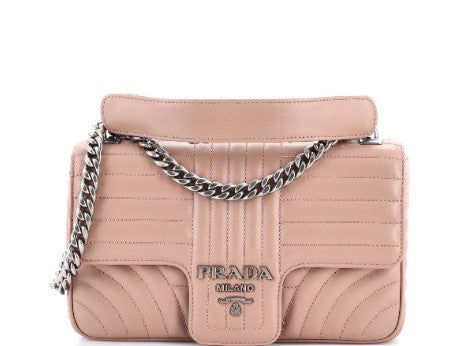 Prada Chain Flap Shoulder Bag Diagramme Quilted Leather Medium
