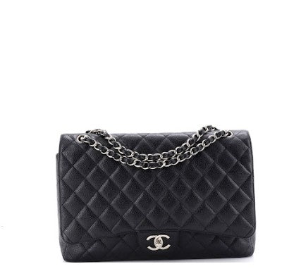 Chanel Classic Double Flap Bag Quilted Caviar Maxi