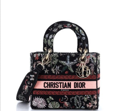 Christian Dior Lady D-Lite Bag Embroidered Canvas Medium