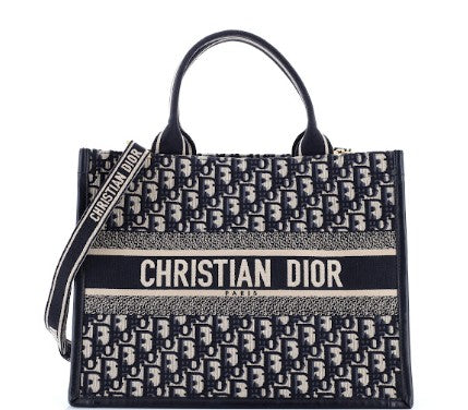 Christian Dior Book Tote with Strap Oblique Canvas Medium