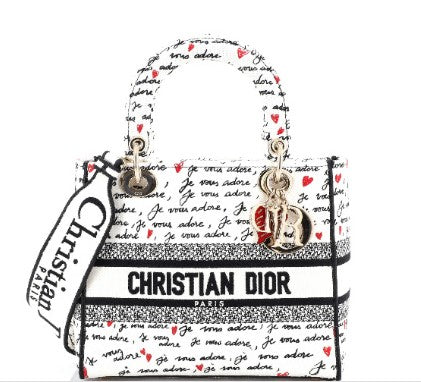 Christian Dior Lady D-Lite Bag Embroidered Canvas Medium