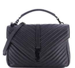 Saint Laurent Classic Monogram College Bag Matelasse Chevron Leather Large