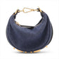 Fendi Nano FENDIGRAPHY denim x leather Hand bag Navy Blue 7AS089