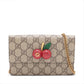 Gucci GG Supreme PVCx leather Chain Shoulder Bag Beige x red 481291