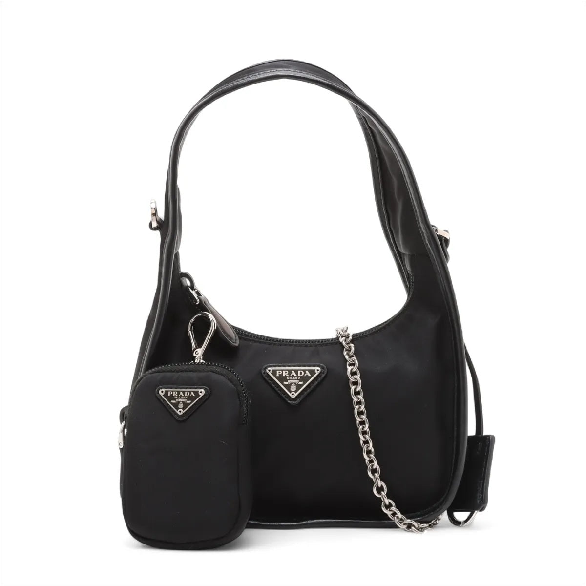 Prada Tessuto nylon x leather 2 Way Shoulder Bag Black 1BC114