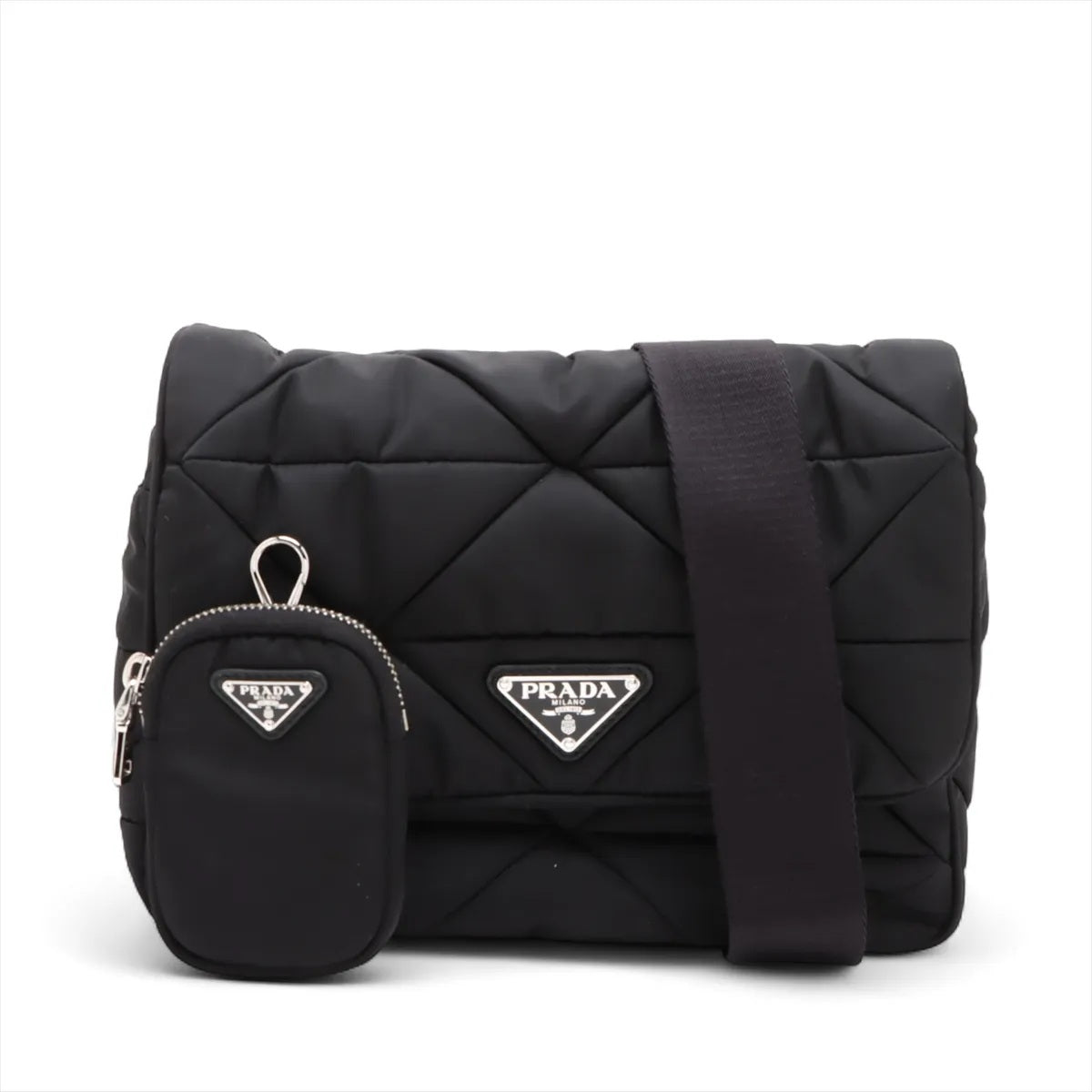 Prada Tessuto Quilt nylon x leather Shoulder bag Black