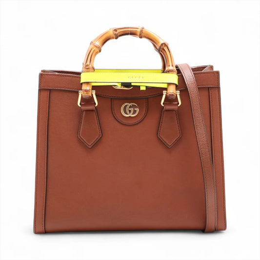 Gucci Bamboo Diana Leather 2 Way Handbag Brown 660195