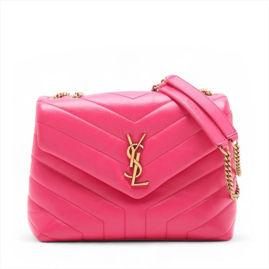 Saint Laurent Paris Lulu Leather Chain Shoulder Bag Pink 494699