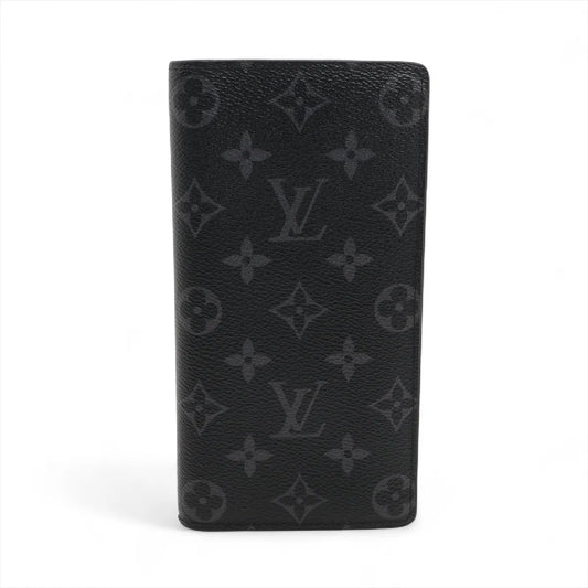 Louis Vuitton Monogram Eclipse Portefeuille Brazza M61697 Black Long Wallet