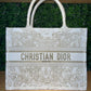Dior Medium Book Tote Around The World Cream Gold Embroidery