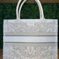 Dior Medium Book Tote Around The World Cream Gold Embroidery