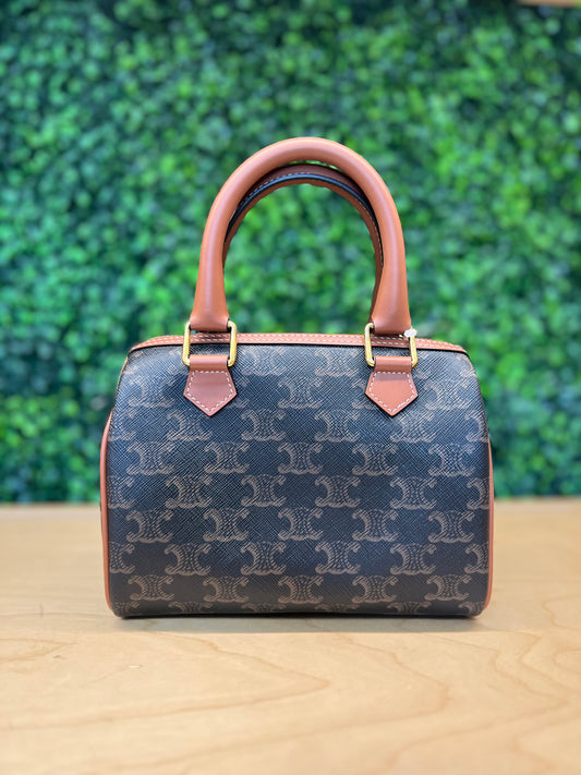 Celine Small Boston Bag Brown Triomphe