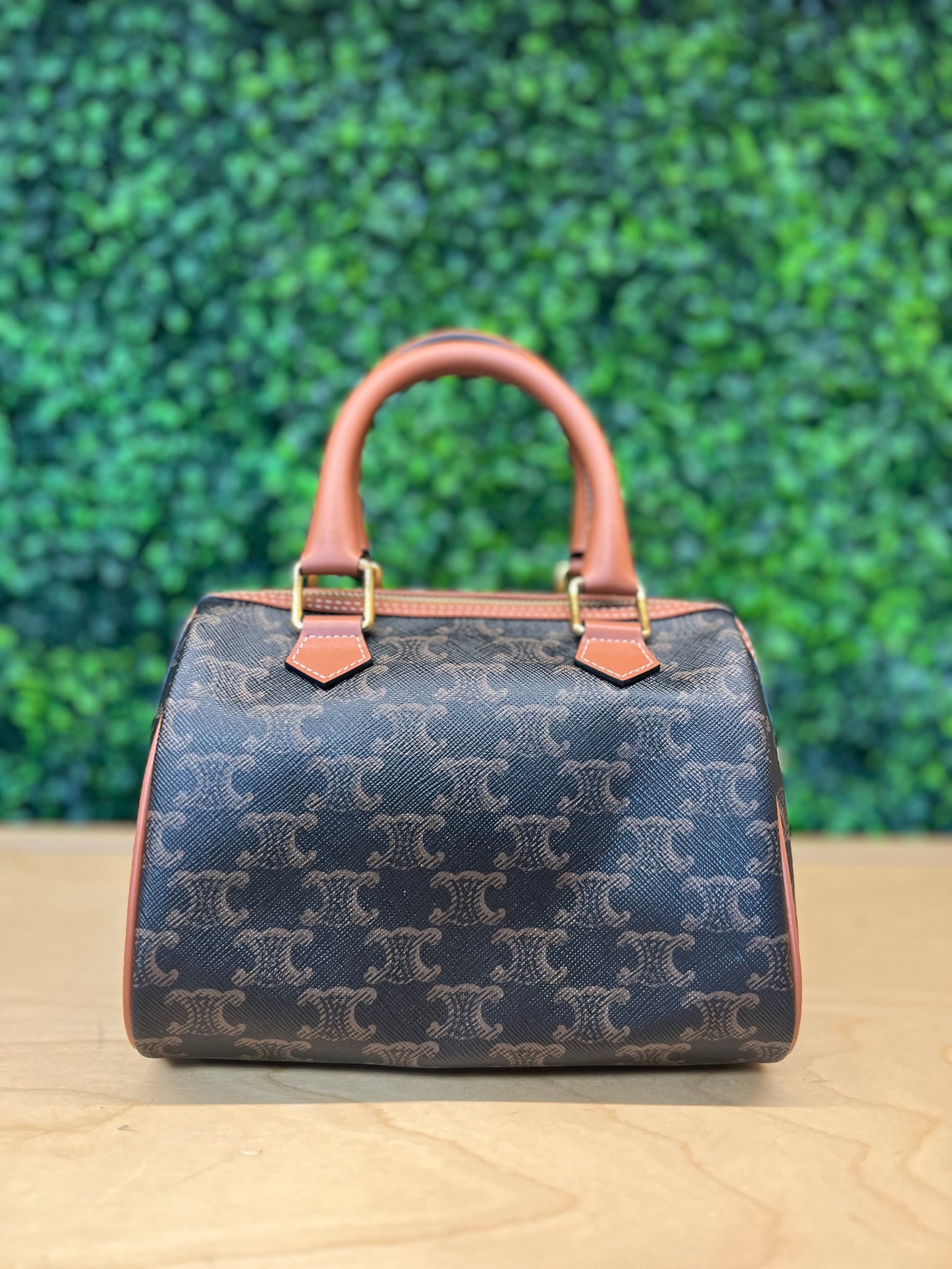 Celine Small Boston Bag Brown Triomphe