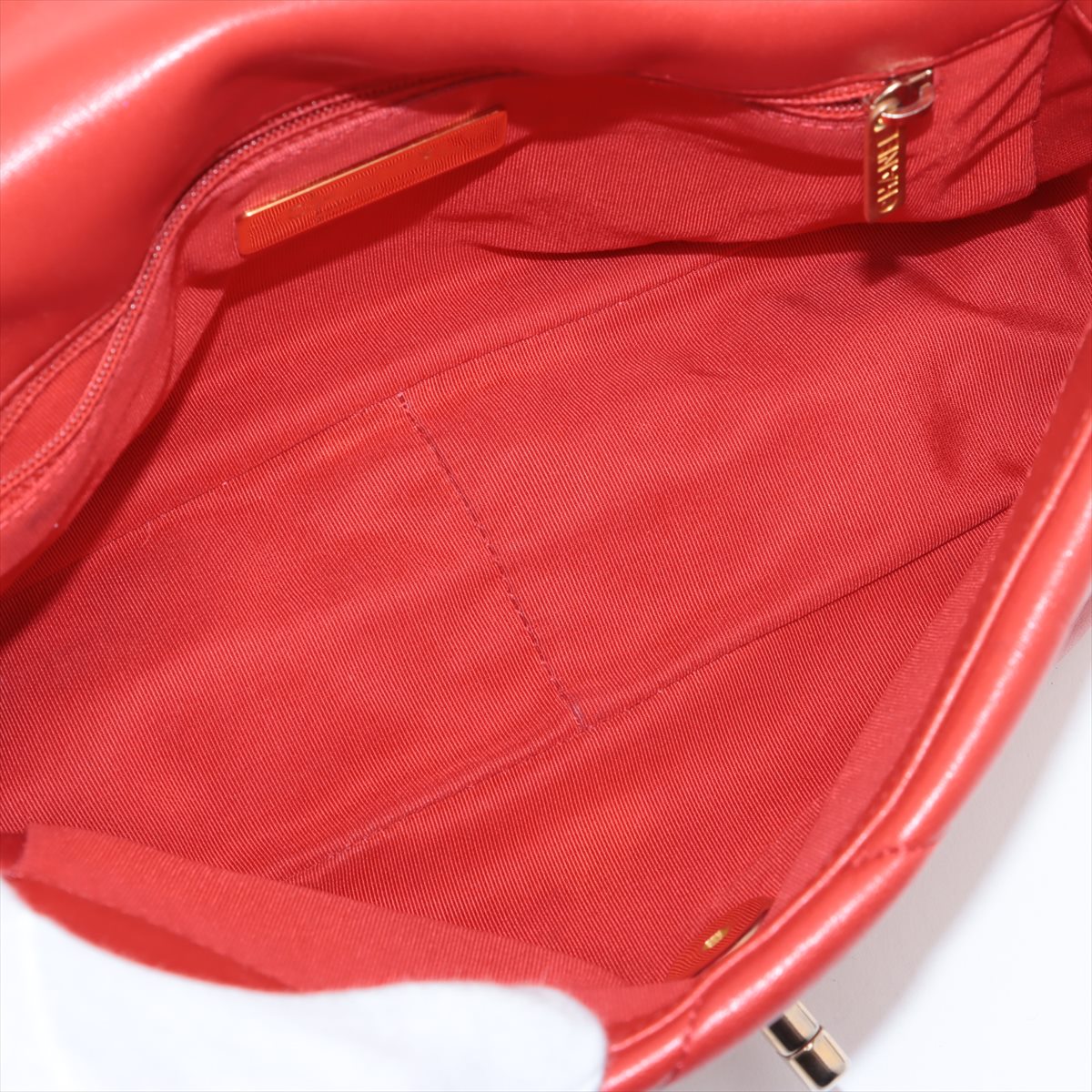 Chanel CHANEL 19 Lambskin Chain Shoulder Bag Red Gold x Silver Metal Fittings 31280288 AS1160