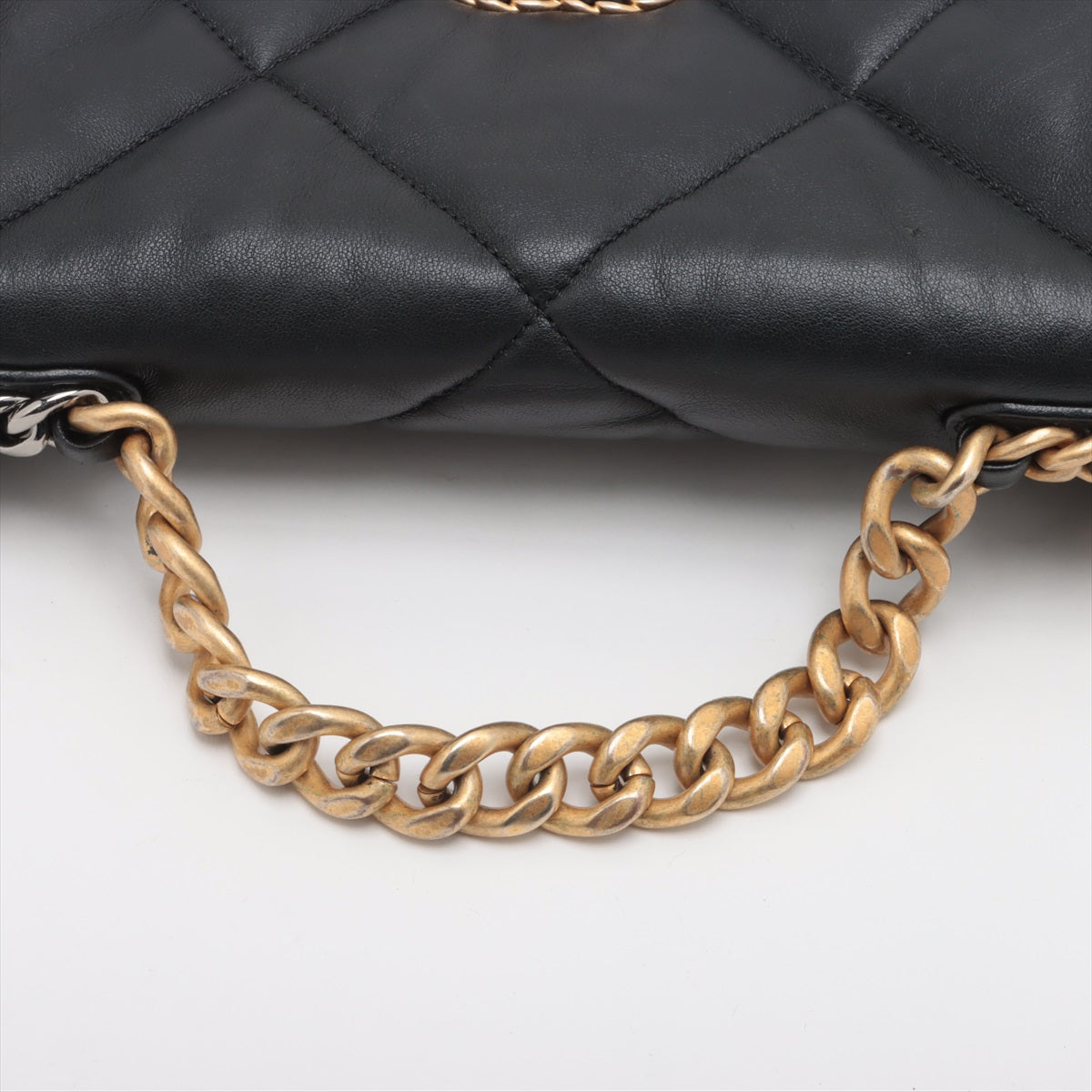 Chanel CHANEL 19 Lambskin Chain Shoulder Bag Black Gold x Silver Metal Fittings PKJP8KU3 AS1160
