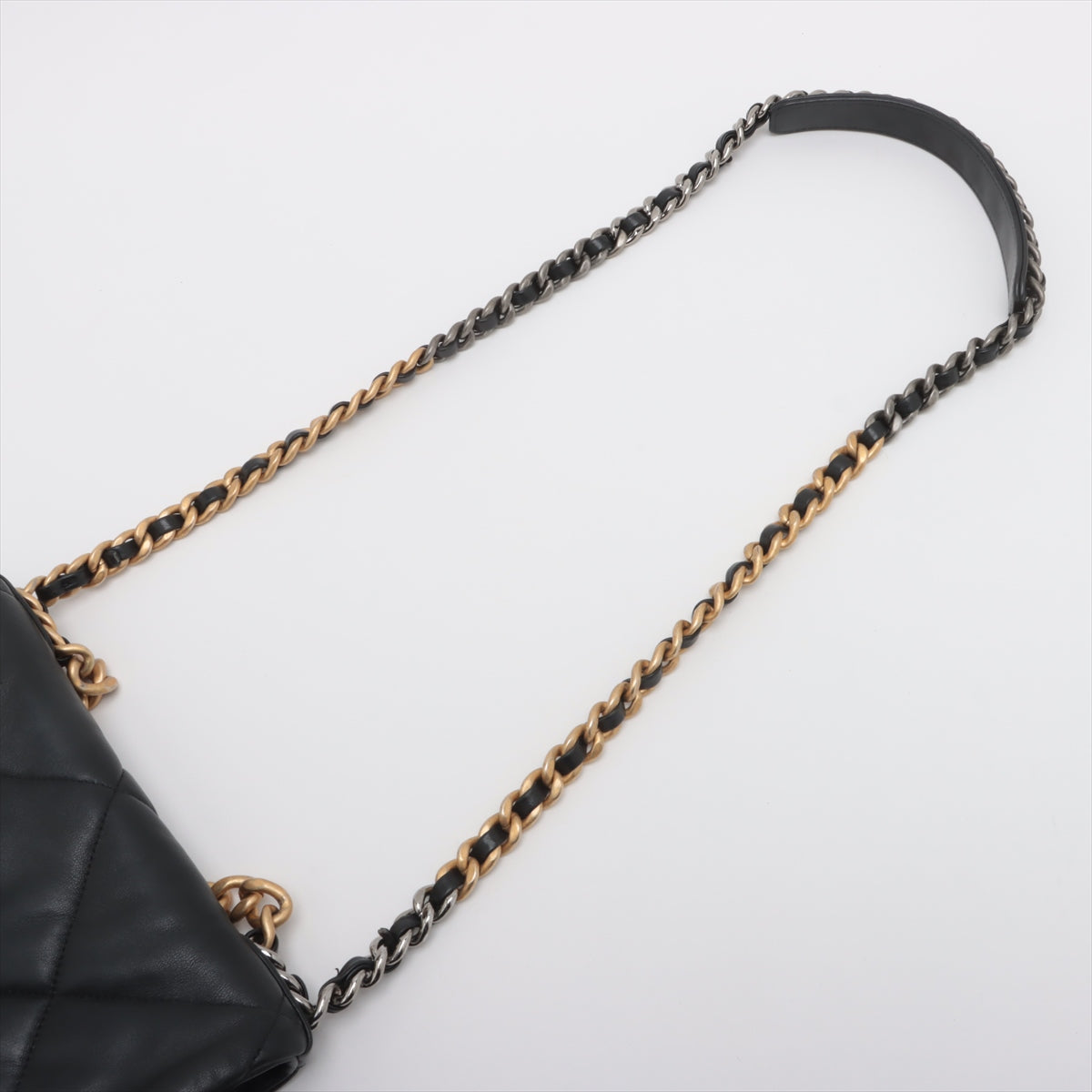 Chanel CHANEL 19 Lambskin Chain Shoulder Bag Black Gold x Silver Metal Fittings PKJP8KU3 AS1160