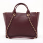 Chanel Deauville MM Caviar Skin 2 Way Tote Bag Burgundy Gold Metal Fittings