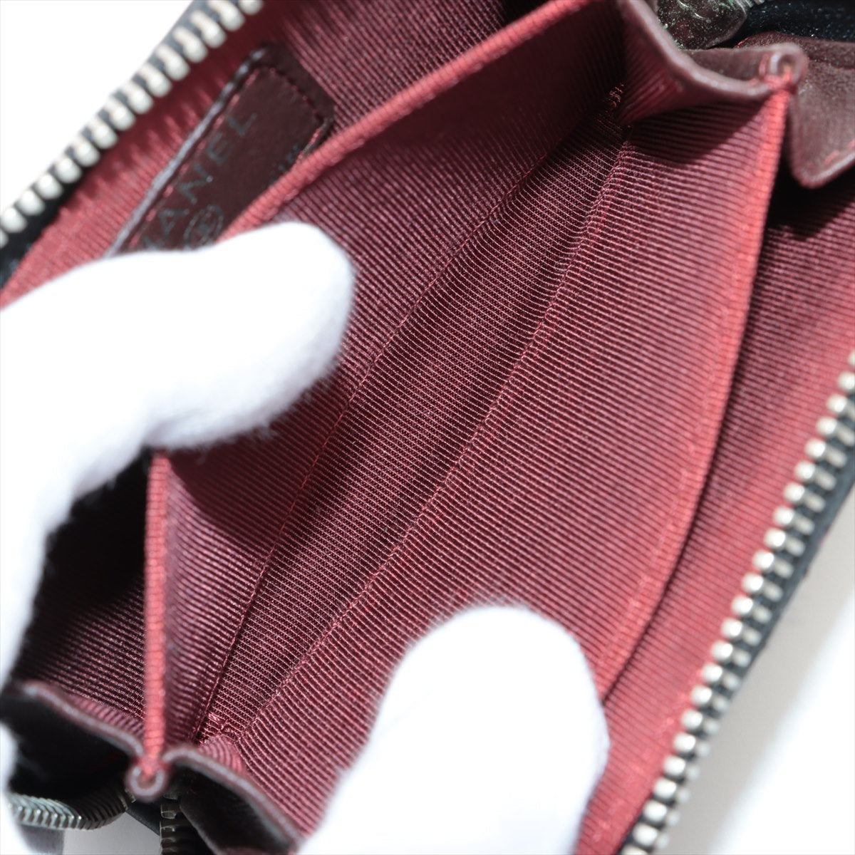 Chanel Matelasse Lambskin Coin Purse Black Silver Metal Fittings