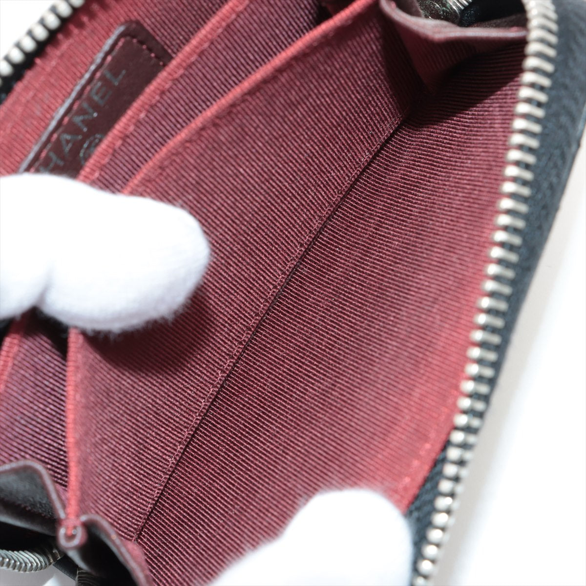 Chanel Matelasse Lambskin Coin Purse Black Silver Metal Fittings