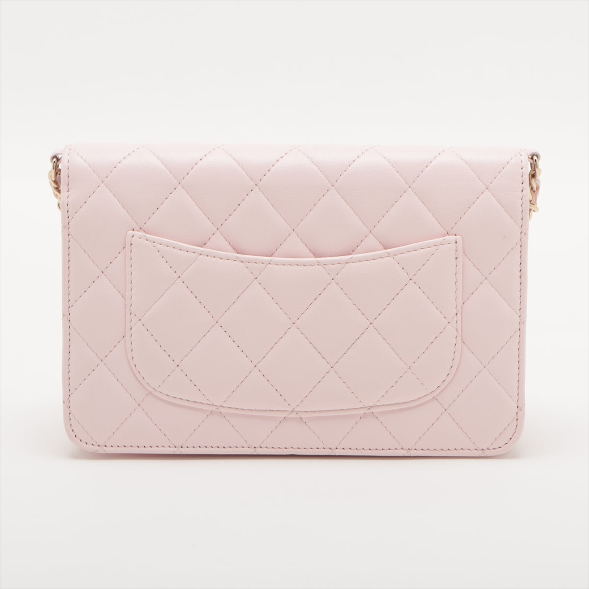Chanel Matelasse Lambskin Chain Wallet Pearl Pink Gold Metal Fittings