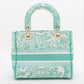Christian Dior Lady Dee Light Medium Twardu JUY Embroidery canvas 2 Way Handbag White x green