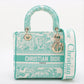 Christian Dior Lady Dee Light Medium Twardu JUY Embroidery canvas 2 Way Handbag White x green