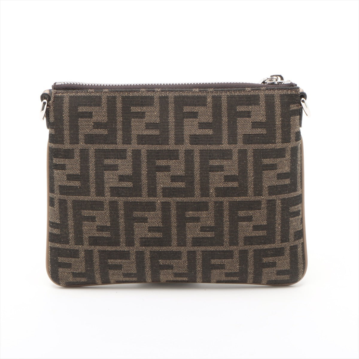 Fendi ZUCCa Canvas & Leather Shoulder bag Brown 7N0146