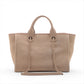 Chanel Deauville MM Canvas & Leather 2 Way Tote Bag Beige Gold Metal Fittings JTTJ9UU6
