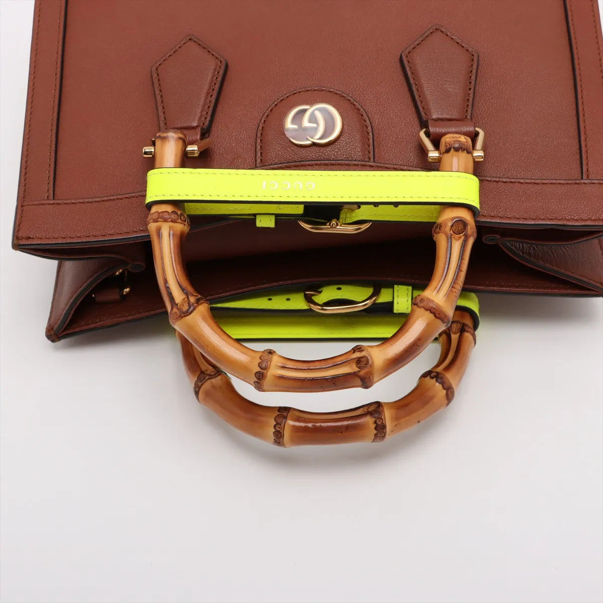 Gucci Bamboo Diana Leather 2 Way Handbag Brown 660195