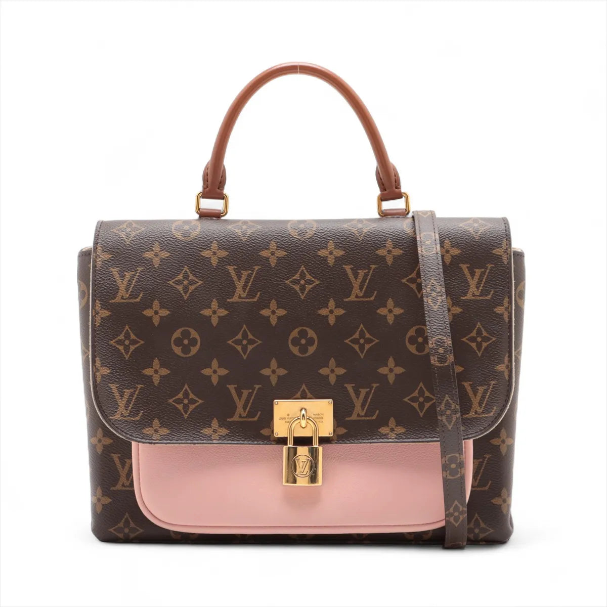 Louis Vuitton monogram x leather Marignan M43960 brown x pink