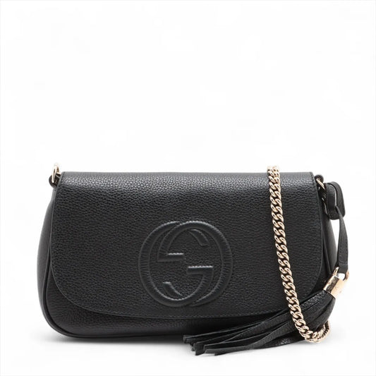Gucci Soho Leather Chain Shoulder Bag Black 536224