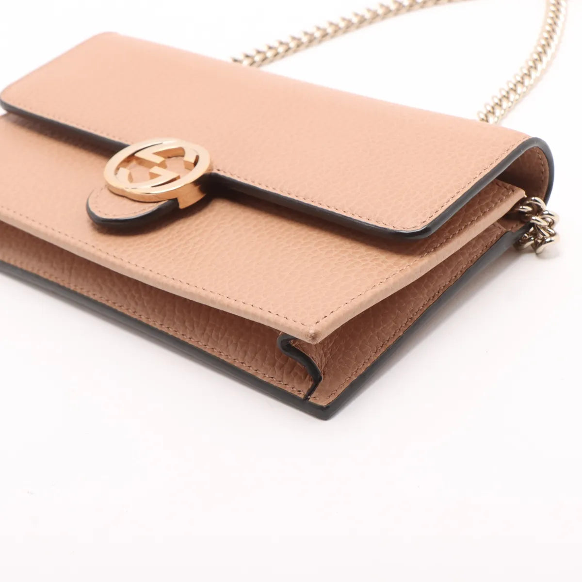 Gucci Interlocking G Leather Chain Wallet Beige 510314