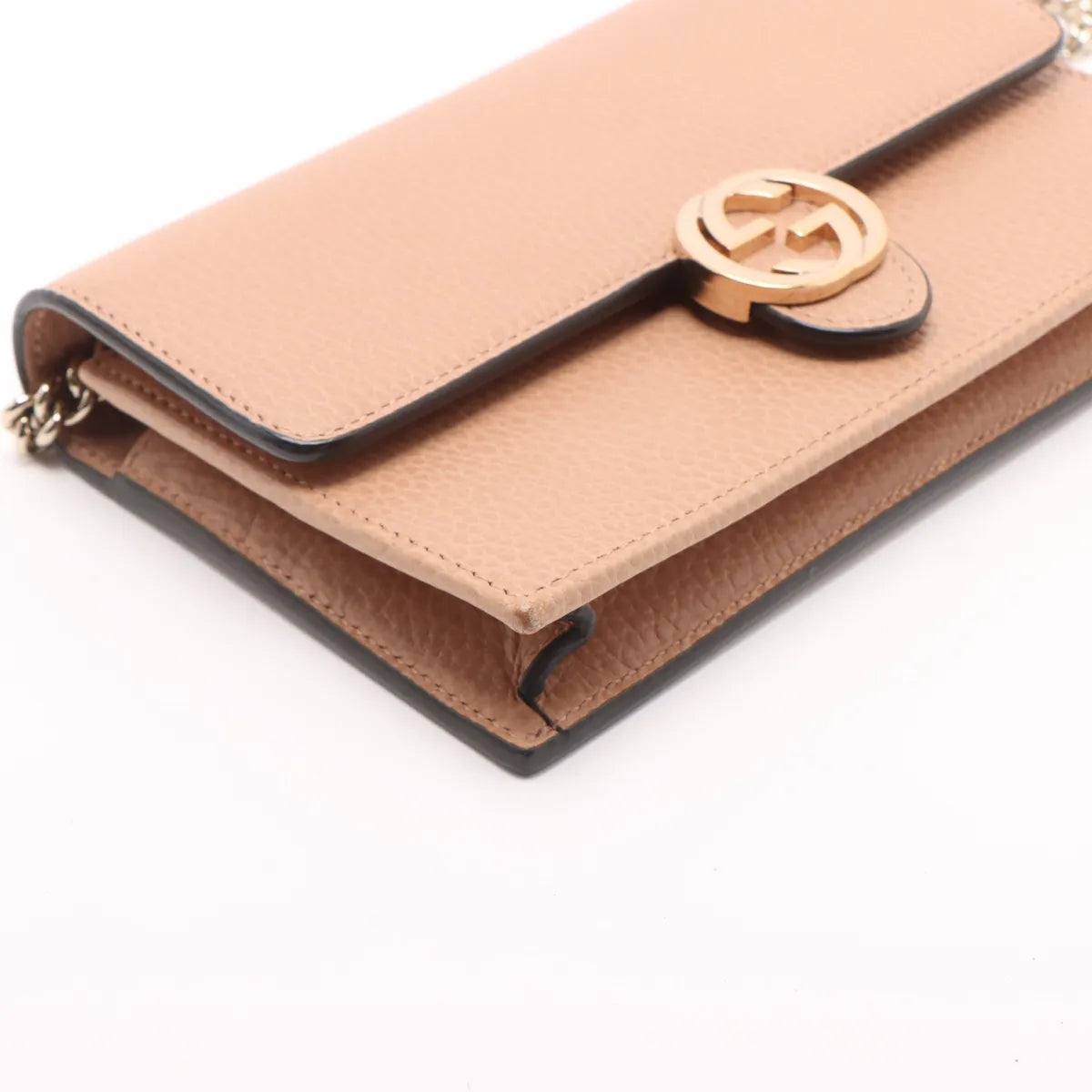 Gucci Interlocking G Leather Chain Wallet Beige 510314
