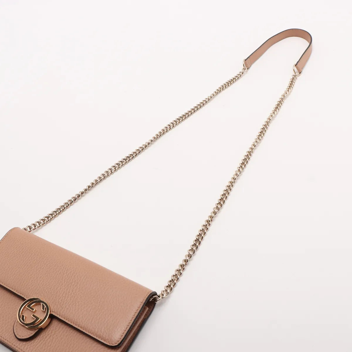 Gucci Interlocking G Leather Chain Wallet Beige 510314