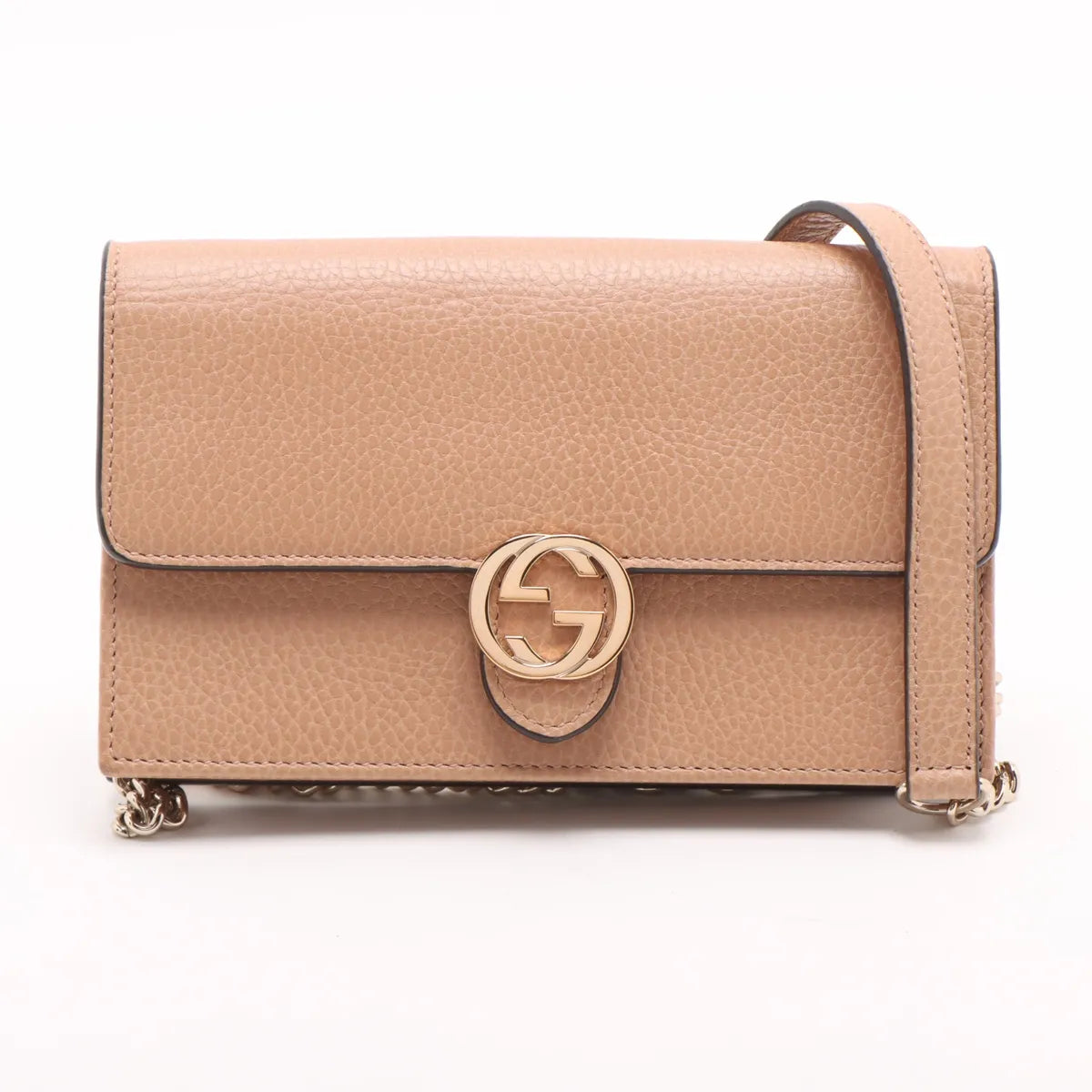 Gucci Interlocking G Leather Chain Wallet Beige 510314
