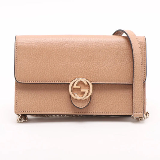 Gucci Interlocking G Leather Chain Wallet Beige 510314