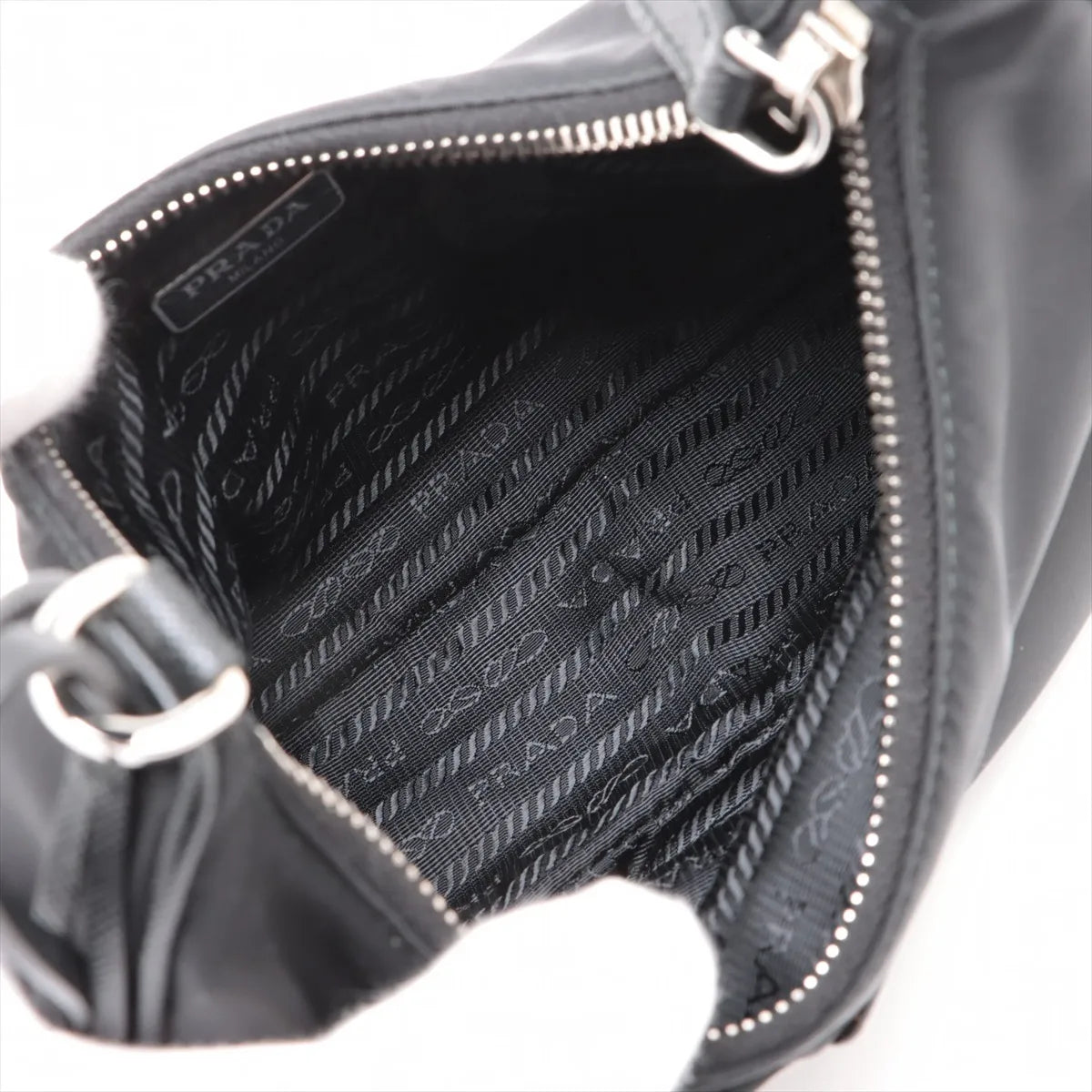 Prada Tessuto & saffiano nylon x leather 2 Way Shoulder Bag Black 1BH204