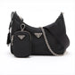 Prada Tessuto & saffiano nylon x leather 2 Way Shoulder Bag Black 1BH204