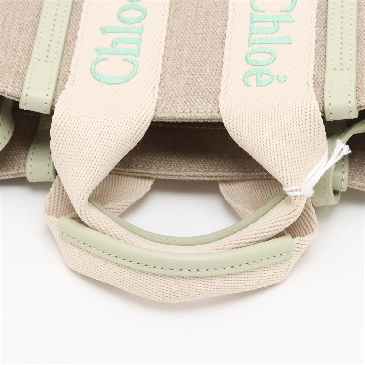 Chloe woody Mini canvas 2 Way Handbag Beige x green