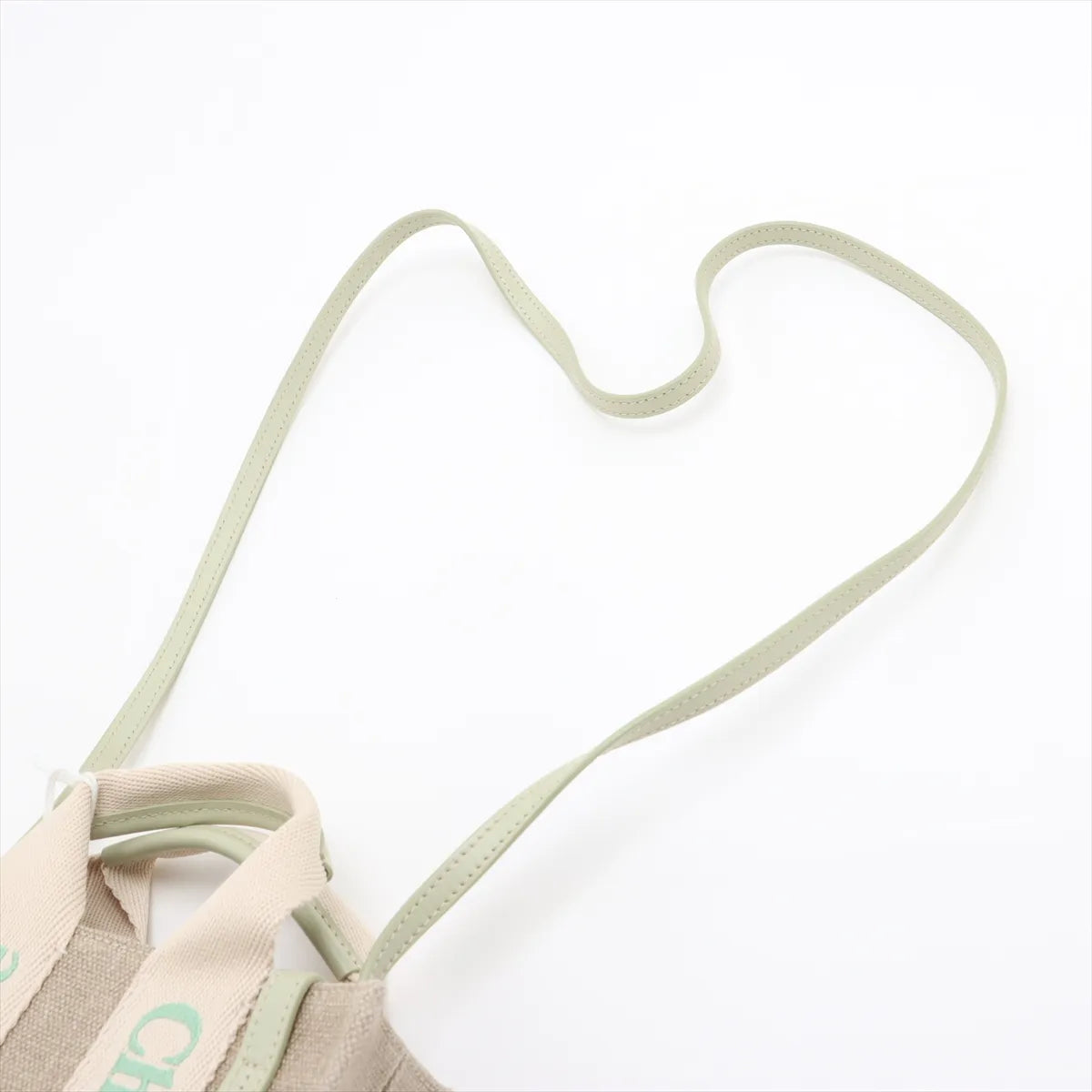 Chloe woody Mini canvas 2 Way Handbag Beige x green