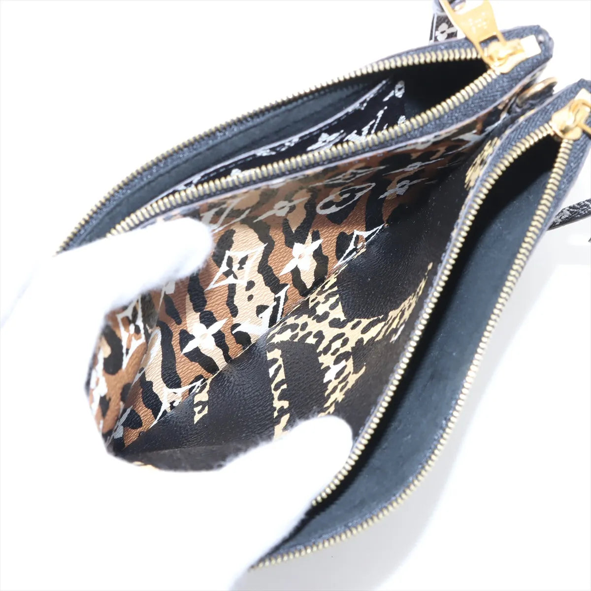 Louis Vuitton Monogram Jungle Double Pochette Zip M67874 GI2189 Black