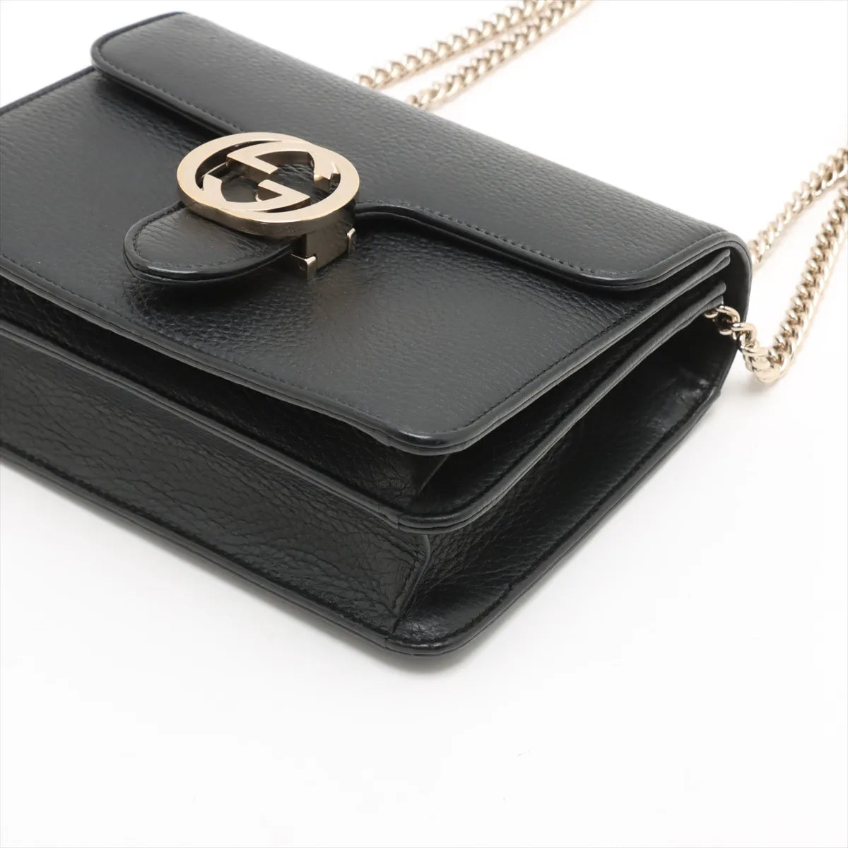 Gucci Interlocking G Leather Chain Shoulder Bag Black 510304