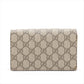 Gucci GG Supreme PVC & leather Chain Wallet Beige x red 481291