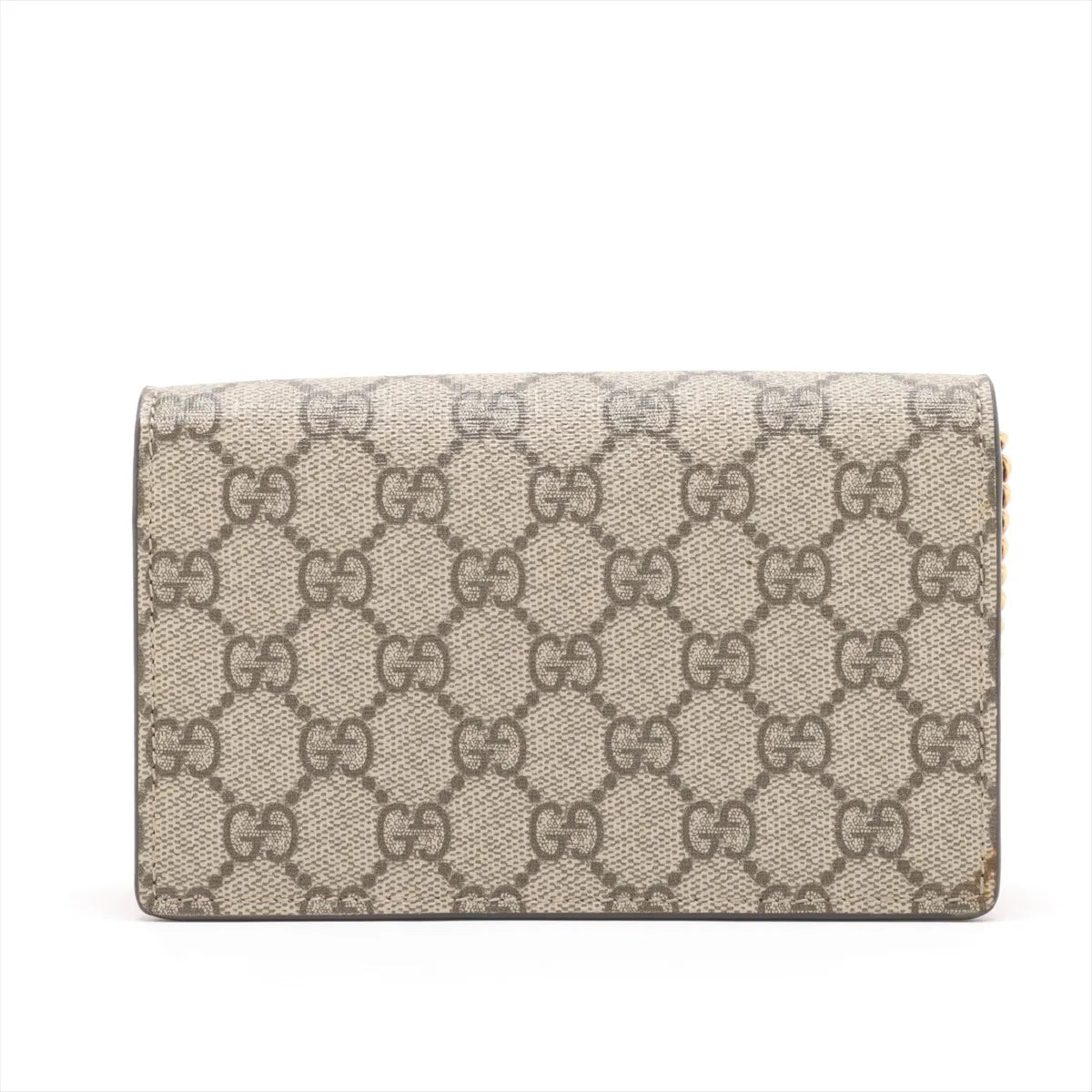 Gucci GG Supreme PVC & leather Chain Wallet Beige x red 481291