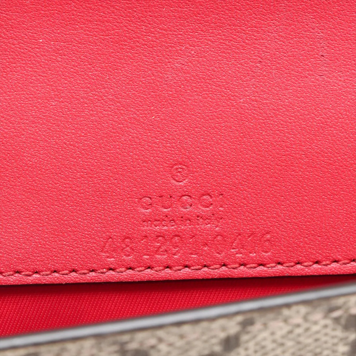 Gucci GG Supreme PVC & leather Chain Wallet Beige x red 481291