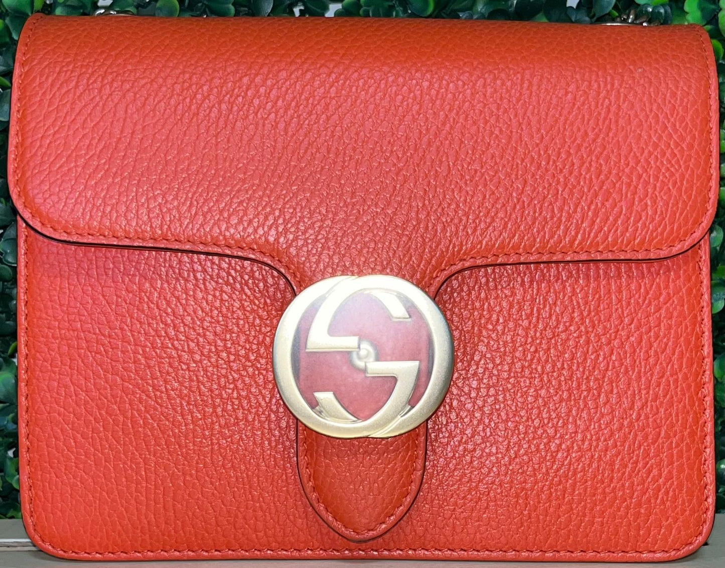 Gucci Orange Clutch on Chain GHW