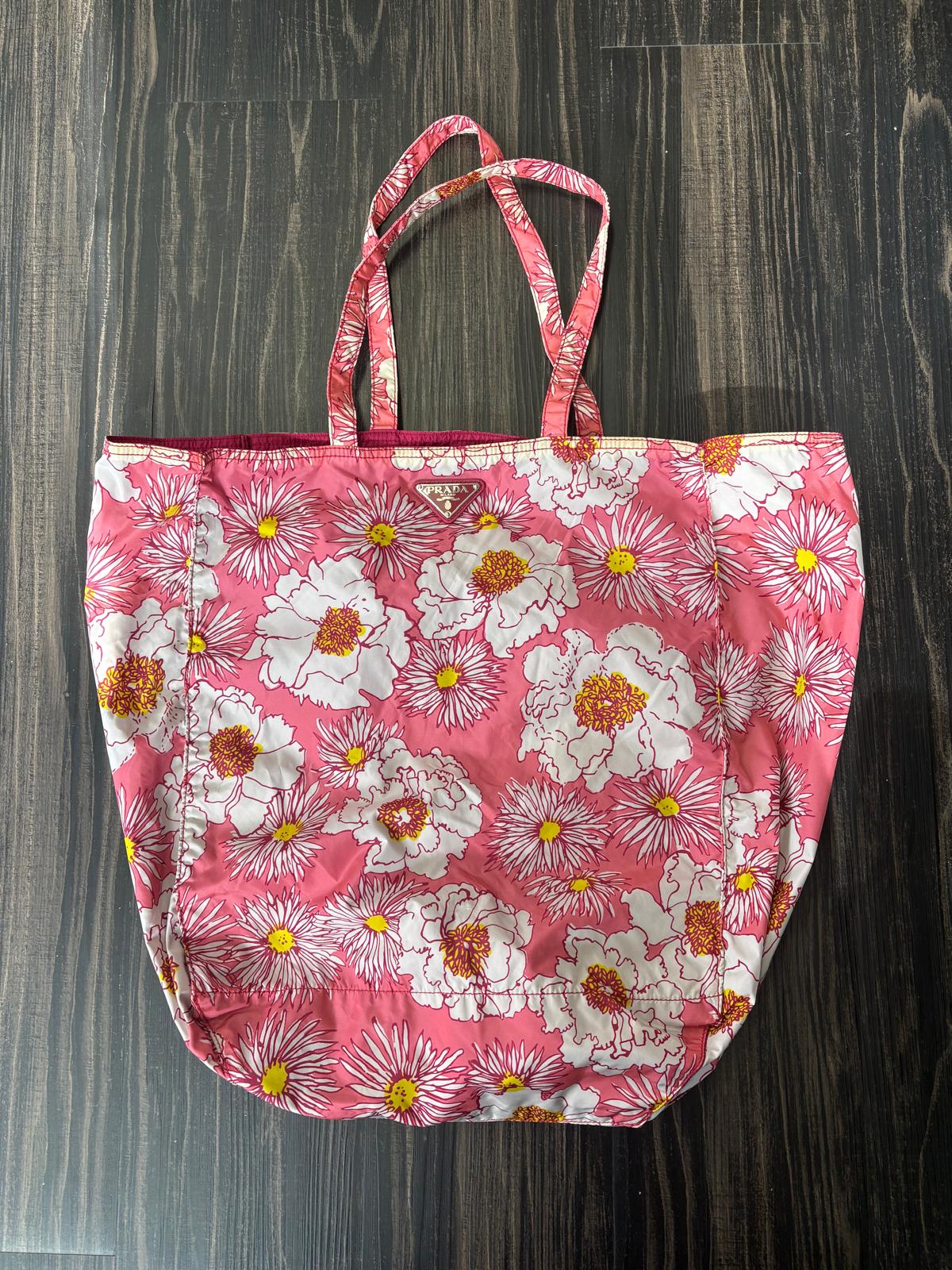Prada Tessuto Nylon Floral Print BYOBag Shopping Tote