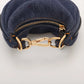 Fendi Nano FENDIGRAPHY denim x leather Hand bag Navy Blue 7AS089