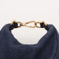 Fendi Nano FENDIGRAPHY denim x leather Hand bag Navy Blue 7AS089