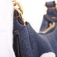 Fendi Nano FENDIGRAPHY denim x leather Hand bag Navy Blue 7AS089